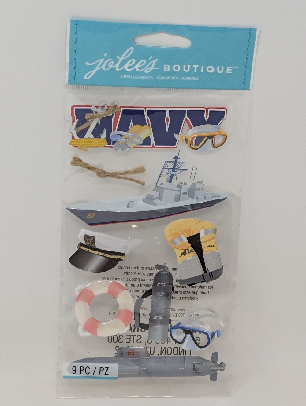 Jolee's Boutique Stickers Navy Boat Lifejacket Goggles